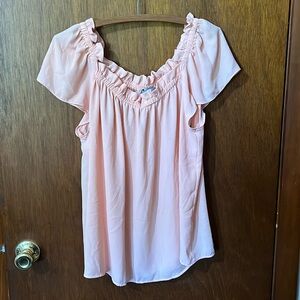 CeCe™ Short Sleeve Square Neck Blouse. Peach. Size XL